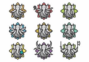 Conjunto Minimalista de Ícones Ganesh vetor