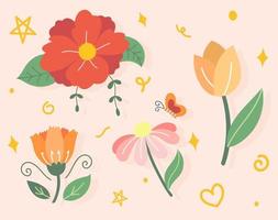 ilustração de flores desabrochando desenhada à mão vetor