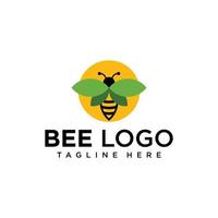 design de logotipo de folha de abelha de mel vetor