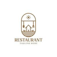 design de logotipo de restaurante monoline vintage vetor