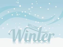 bem-vindo título de inverno na ilustração vetorial de fundo de neve vetor