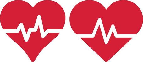 coleção de ícones de batimentos cardíacos. linha de batimento cardíaco com a forma de um coração. ícone plano de pulso de batimento cardíaco vetor
