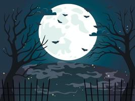 fundo de lua azul para cartaz de halloween. ilustração vetorial. vetor