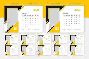 modelo de design de calendário de mesa amarelo 2023 vetor