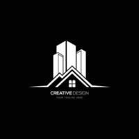 logotipo de construção de negócios imobiliários criativos vetor