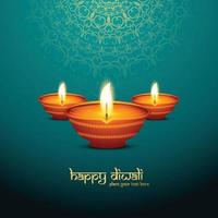 fundo de festival de cartão de cumprimentos feliz diwali lindo vetor
