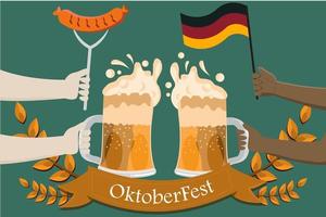 celebração da oktoberfest com cerveja e salsicha na alemanha vetor