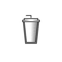 copos ou ícone de copo de café com canudo em fundo branco. simples, linha, silhueta e estilo clean. Preto e branco. adequado para símbolo, sinal, ícone ou logotipo vetor