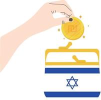 vetor de bandeira de israel desenhado à mão, novo sheqel israelense desenhado à mão