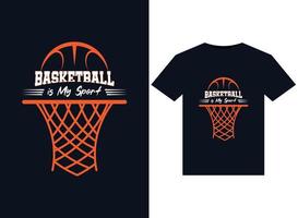 basquete é minhas ilustrações esportivas para o design de camisetas prontas para impressão vetor