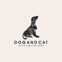 inspiração de design de logotipo de cachorro e gato vetor