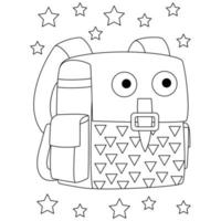 mochilas de mochilas de personagens de desenhos animados com enfeites de estrelas para colorir para crianças vetor