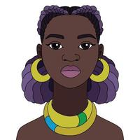 página de ilustração para colorir de vetor de mulher negra africana simples