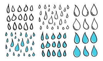 conjunto de ilustração de gota de água desenhada à mão no estilo doodle vetor