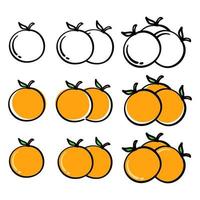 conjunto de laranja desenhado à mão em estilo doodle vetor