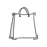 ícone de sacola de compras desenhada à mão no estilo doodle vetor