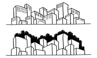 ilustração de paisagem urbana desenhada à mão em estilo doodle vetor
