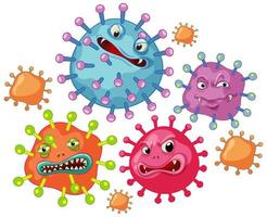 muitas células virais com rostos assustadores vetor