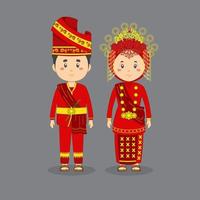 casal vestido vermelho, ouro tradicional sumatra ocidental vetor