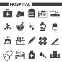 hospital e conjunto de ícones médicos vetor