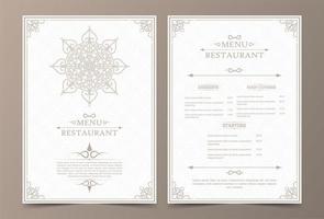 layout de menu vintage com ornamentais vetor