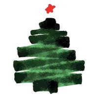 ilustração desenhada à mão da árvore de Natal. elemento de design de vetor colorido de inverno de férias para cartão, impressão, web, design, decoração.