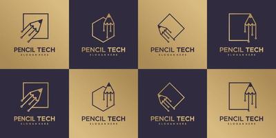 design de logotipo de tecnologia de lápis com estilo e conceito criativo vetor