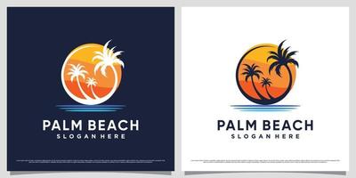 palmeira e design de logotipo de praia para ícone de verão de férias com conceito moderno criativo vetor