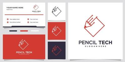 design de logotipo de tecnologia de lápis com estilo e conceito criativo vetor