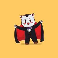 ilustração de personagem de halloween bonito kawaii dracula cat vetor