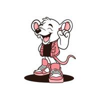 personagens de logotipo de mouse fofo com jaquetas e sapatos vetor