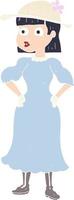 ilustração de cor lisa de mulher em vestido sensato vetor