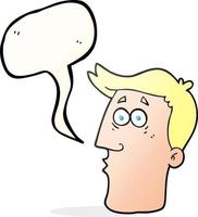 rosto masculino de desenho animado de bolha de fala desenhada à mão livre vetor
