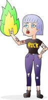 garota de rock desenhada à mão livre vetor