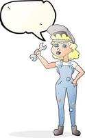 mulher de desenho animado de bolha de fala desenhada à mão livre com chave vetor