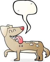 desenho de bolha de fala desenhada à mão livre cão ofegante vetor