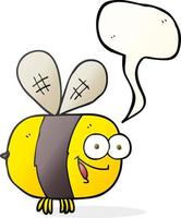 abelha de desenho animado de bolha de fala desenhada à mão livre vetor