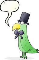 papagaio elegante de desenho animado de bolha de fala desenhada à mão livre vetor