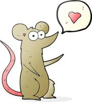 rato de desenho animado desenhado à mão livre apaixonado vetor