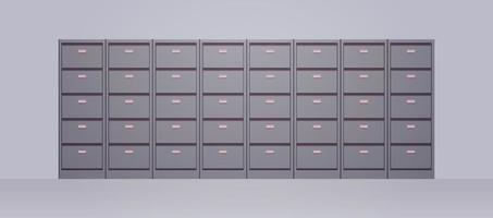 armário de escritório e pastas de armazenamento de arquivo de dados de documentos para ilustração em vetor plana de conceito de administração de negócios de arquivos.