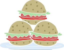 ilustração de cor lisa do prato de hambúrgueres vetor