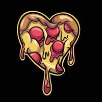 amo desenhos animados de pizza vetor