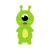 monstro espacial fofo para halloween em estilo infantil, personagem verde alienígena cósmico, criatura bebê kawaii vetor