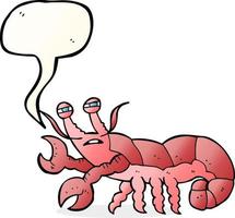 lagosta de desenho animado de bolha de fala desenhada à mão livre vetor