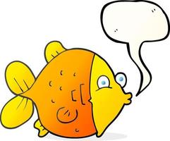 desenho de bolha de fala desenhada à mão livre peixe engraçado vetor