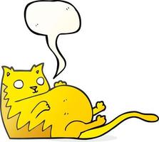 gato gordo de desenho animado de bolha de fala desenhada à mão livre vetor