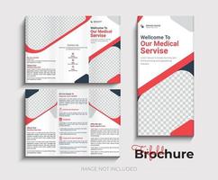 modelo de folheto médico de três dobras de cuidados de saúde vetor
