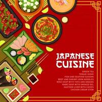 comida japonesa, capa de menu de restaurante de cozinha japonesa vetor