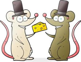 ratos de desenho animado desenhados à mão livre com queijo vetor