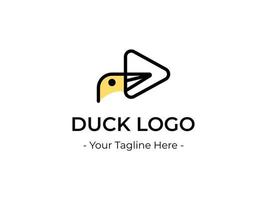 design de logotipo de cabeça de pato com um bico triangular, perfeito para uma empresa minimalista ou referência de logotipo de criador de alimentos vetor